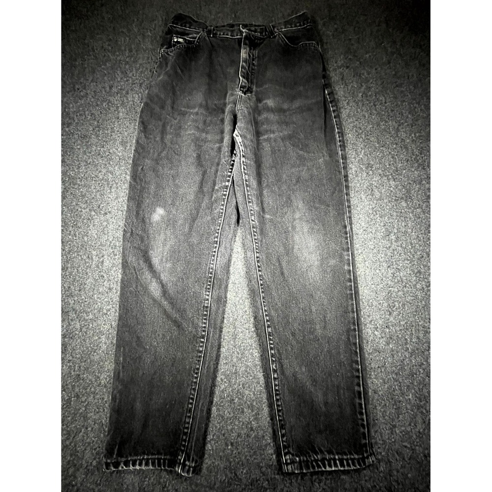 Vintage Lee High Rise Mom Jeans Women's 16 Black Outdoor Zip Fly Straight Leg